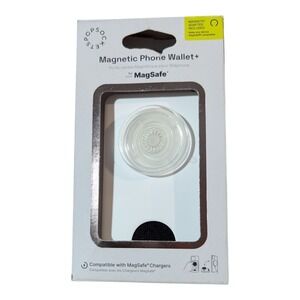 V5-O PopSockets MagSafe PopWallet+ Phone Wallet‎ & Grip iPhone - White/Clear